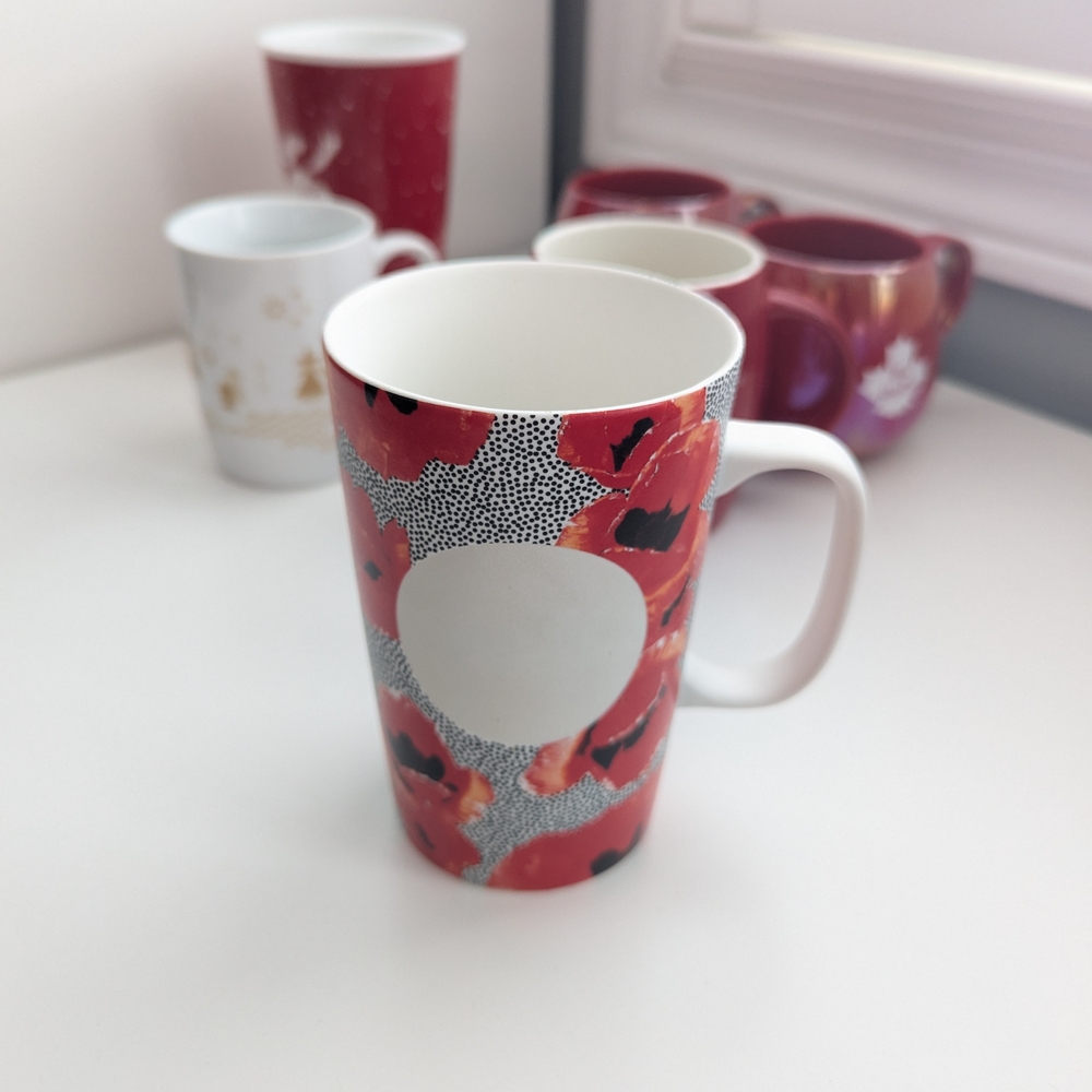 Starbucks Dot Series Red Poppy Floral Ceramic Mug 2015